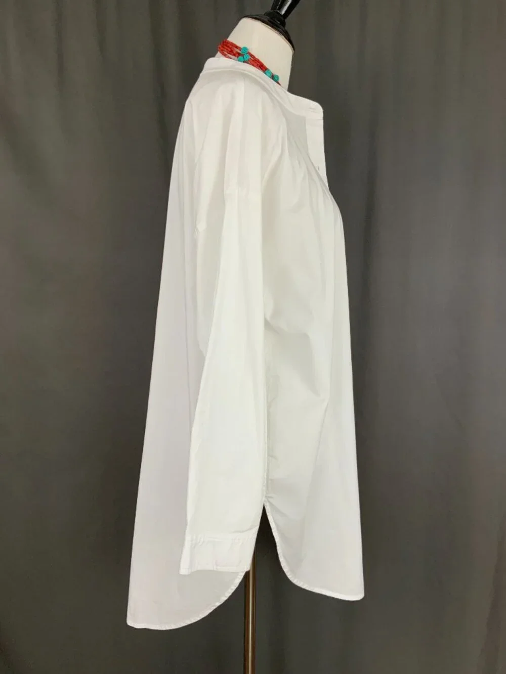 Eileen Fisher White Poplin Long Sleeve Tunic Shirt Button Up Sz L - Picture 8 of 16